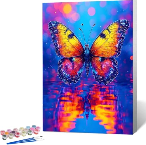 Schmetterling Malen Nach Zahlen Tier Malen Nach Zahlen Erwachsene Rahmenlos Paint by Numbers Kit, DIY Malen Nach Zahlen Kinder mit Pinseln und Acrylfarben, Geschenke und Heimdekoration 30x40 cm K-0 von Zgcoyeo