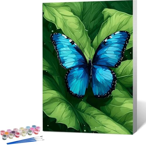 Schmetterling Malen Nach Zahlen Tier Malen Nach Zahlen Erwachsene Rahmenlos Paint by Numbers Kit, DIY Malen Nach Zahlen Kinder mit Pinseln und Acrylfarben, Geschenke und Heimdekoration 40x50 cm 1-8 von Zgcoyeo