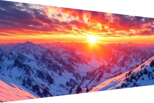 Schneeberg Malen Nach Zahlen Erwachsene Gerahmt Sonnenuntergang Malen Nach Zahlen XXL 100x200cm Paint by Numbers Adult mit Acrylfarben Set und 4 Pinsel Ölgemälde Leinwand Bastelset Geschenke -30r4 von Zgcoyeo