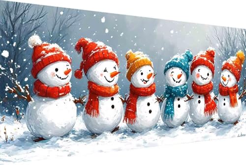 Schneemann Malen Nach Zahlen Erwachsene Rahmenlos Winter Malen Nach Zahlen Klein 30x60cm Paint by Numbers Adult mit Acrylfarben Set und 4 Pinsel Ölgemälde Leinwand Bastelset und Heimdekoration -1353 von Zgcoyeo