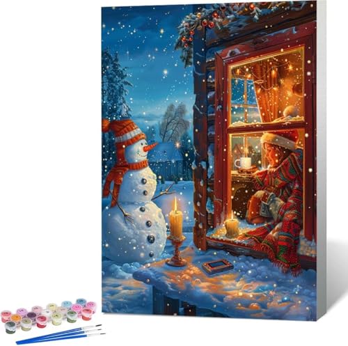 Schneemann Malen Nach Zahlen Festival Malen Nach Zahlen Erwachsene Rahmenlos Paint by Numbers Kit, DIY Malen Nach Zahlen Kinder mit Pinseln und Acrylfarben, Geschenke und Heimdekoration 100x135 cm X-7 von Zgcoyeo