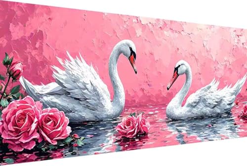 Schwan Malen Nach Zahlen Erwachsene Rahmenlos Tier Malen Nach Zahlen Klein 30x60cm Paint by Numbers Adult mit Acrylfarben Set und 4 Pinsel Ölgemälde Leinwand Bastelset Heimdekoration Geschenke -40y1 von Zgcoyeo