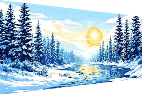 Sonne Malen Nach Zahlen Winter Malen Nach Zahlen Erwachsene Rahmenlos Paint by Numbers, mit Pinseln und Acrylfarben Leinwand Art Kits Paint by Numbers Adult Geschenke und Home Haus Deko 30x60cm -2950 von Zgcoyeo