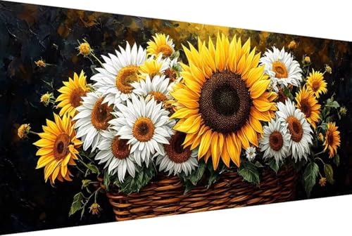 Sonnenblume Malen Nach Zahlen Blume Malen Nach Zahlen Erwachsene Gerahmt Paint by Numbers, mit Pinseln und Acrylfarben Leinwand Art Kits Paint by Numbers Adult Home Haus Deko Geschenke 80x160cm -43h1 von Zgcoyeo