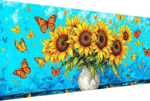 Sonnenblume Malen Nach Zahlen Blume Malen Nach Zahlen Erwachsene Rahmenlos Paint by Numbers, mit Pinseln und Acrylfarben Leinwand Art Kits Paint by Numbers Adult Home Haus Deko Geschenke 40x80cm -10rW von Zgcoyeo