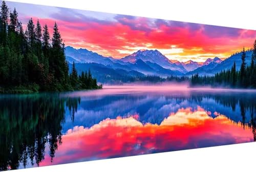 Sonnenuntergang Malen Nach Zahlen Erwachsene Gerahmt Landschaft Malen Nach Zahlen Klein 40x80cm Paint by Numbers Adult mit Acrylfarben Set und 4 Pinsel Ölgemälde Leinwand Bastelset Geschenke -38y9 von Zgcoyeo