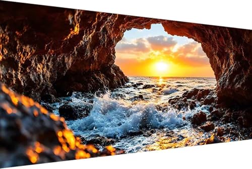 Sonnenuntergang Malen Nach Zahlen Erwachsene Gerahmt Meer Malen Nach Zahlen Klein 40x80cm Paint by Numbers Adult mit Acrylfarben Set und 4 Pinsel Ölgemälde Leinwand Bastelset und Heimdekoration -1kB von Zgcoyeo