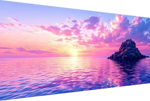 Sonnenuntergang Malen Nach Zahlen Erwachsene Gerahmt Meer Malen Nach Zahlen XXL 100x200cm Paint by Numbers Adult mit Acrylfarben Set und 4 Pinsel Ölgemälde Leinwand Bastelset und Heimdekoration -46k5 von Zgcoyeo