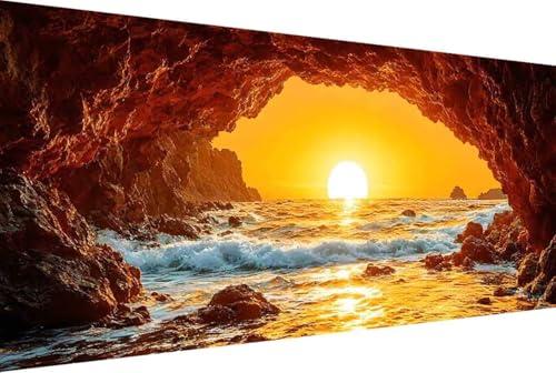 Sonnenuntergang Malen Nach Zahlen Erwachsene Gerahmt Meer Malen Nach Zahlen XXL 70x140cm Paint by Numbers Adult mit Acrylfarben Set und 4 Pinsel Ölgemälde Leinwand Bastelset und Heimdekoration -2h5 von Zgcoyeo