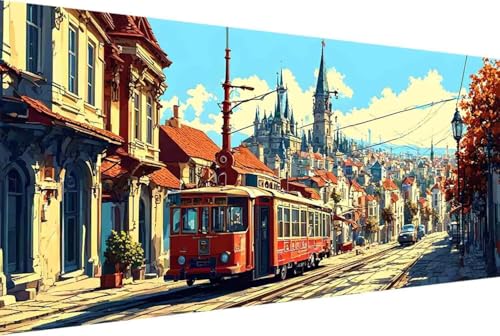 Stadt Malen Nach Zahlen Erwachsene Rahmenlos Auto Malen Nach Zahlen XXL 100x200cm Paint by Numbers Adult mit Acrylfarben Set und 4 Pinsel Ölgemälde Leinwand Bastelset Heimdekoration Geschenke -25yF von Zgcoyeo