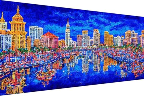 Stadt Malen Nach Zahlen Landschaft Malen Nach Zahlen Erwachsene Rahmenlos Paint by Numbers, mit Pinseln und Acrylfarben Leinwand Art Kits Paint by Numbers Adult Home Haus Deko Geschenke 30x60cm -78yV von Zgcoyeo