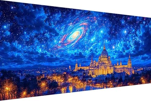 Sternenhimmel Malen Nach Zahlen Architektur Malen Nach Zahlen Erwachsene Rahmenlos Paint by Numbers, mit Pinseln und Acrylfarben Leinwand Art Kits Paint by Numbers Adult Home Haus Deko 100x200cm -257 von Zgcoyeo