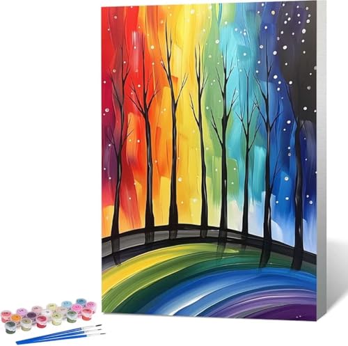 Sternenhimmel Malen Nach Zahlen Baum Malen Nach Zahlen Erwachsene Rahmenlos Paint by Numbers Kit, DIY Malen Nach Zahlen Kinder mit Pinseln und Acrylfarben, Geschenke und Heimdekoration 30x40 cm 4-M von Zgcoyeo