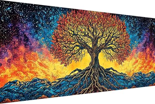 Sternenhimmel Malen Nach Zahlen Baum Malen Nach Zahlen Erwachsene Rahmenlos Paint by Numbers Kit, DIY Malen Nach Zahlen Kinder mit Pinseln und Acrylfarben, Geschenke und Heimdekoration 30x60cm -wH8 von Zgcoyeo