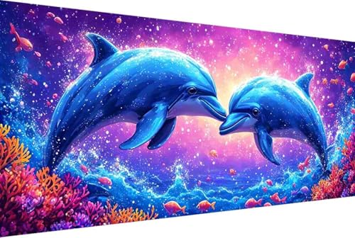 Sternenhimmel Malen Nach Zahlen Delphin Malen Nach Zahlen Erwachsene Rahmenlos Paint by Numbers, mit Pinseln und Acrylfarben Leinwand Art Kits Paint by Numbers Adult Home Haus Deko 100x200cm -33kY von Zgcoyeo