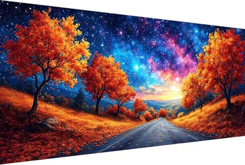 Sternenhimmel Malen Nach Zahlen Erwachsene Gerahmt Landschaft Malen Nach Zahlen XXL 80x160cm Paint by Numbers Adult mit Acrylfarben Set und 4 Pinsel Ölgemälde Leinwand Bastelset Heimdekoration -11y4 von Zgcoyeo