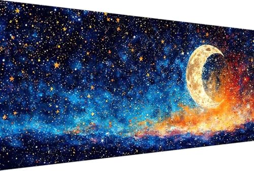 Sternenhimmel Malen Nach Zahlen Erwachsene Rahmenlos Mond Malen Nach Zahlen Klein 30x60cm Paint by Numbers Adult mit Acrylfarben Set und 4 Pinsel Ölgemälde Leinwand Bastelset und Heimdekoration -49yH von Zgcoyeo