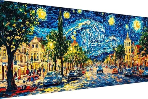 Sternenhimmel Malen Nach Zahlen StraßE Malen Nach Zahlen Erwachsene Gerahmt Paint by Numbers Kit, DIY Malen Nach Zahlen Kinder mit Pinseln und Acrylfarben, für Geschenke Heimdekoration 100x200cm -wN29 von Zgcoyeo