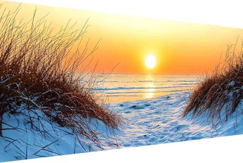 Strand Malen Nach Zahlen Sonnenuntergang Malen Nach Zahlen Erwachsene Gerahmt Paint by Numbers, mit Pinseln und Acrylfarben Leinwand Art Kits Paint by Numbers Adult Home Haus Deko 100x200cm -12rB von Zgcoyeo