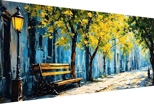 StraßE Malen Nach Zahlen Stadt Malen Nach Zahlen Erwachsene Rahmenlos Paint by Numbers, mit Pinseln und Acrylfarben Leinwand Art Kits Paint by Numbers Adult Geschenke und Home Haus Deko 30x60cm -38rG von Zgcoyeo