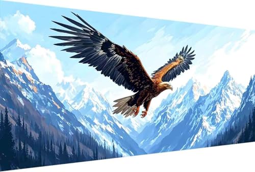 Tier Malen Nach Zahlen Adler Malen Nach Zahlen Erwachsene Rahmenlos Paint by Numbers, mit Pinseln und Acrylfarben Leinwand Art Kits Paint by Numbers Adult Geschenke und Home Haus Deko 100x200cm -725P von Zgcoyeo