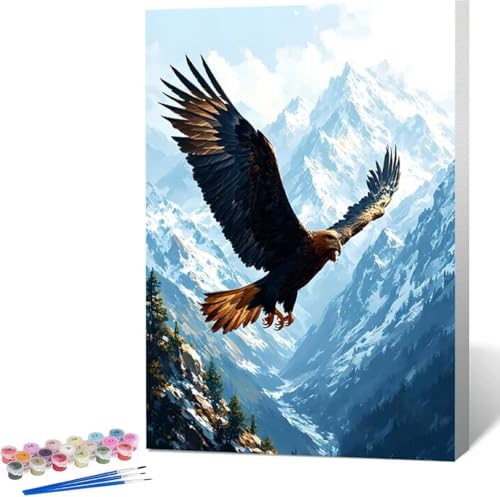 Tier Malen Nach Zahlen Adler Malen Nach Zahlen Erwachsene Rahmenlos Paint by Numbers Kit, DIY Malen Nach Zahlen Kinder mit Pinseln und Acrylfarben, für Geschenke und Heimdekoration 100x135 cm 0-1 von Zgcoyeo