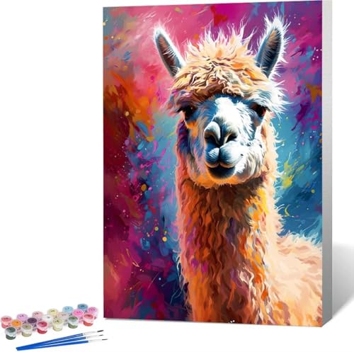 Tier Malen Nach Zahlen Alpaka Malen Nach Zahlen Erwachsene Rahmenlos Paint by Numbers Kit, DIY Malen Nach Zahlen Kinder mit Pinseln und Acrylfarben, für Geschenke und Heimdekoration 100x135 cm X-9 von Zgcoyeo