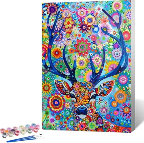 Tier Malen Nach Zahlen Baum Malen Nach Zahlen Erwachsene Rahmenlos Paint by Numbers Kit, DIY Malen Nach Zahlen Kinder mit Pinseln und Acrylfarben Painting, Geschenke und Heimdekoration 60x80 cm D-G von Zgcoyeo