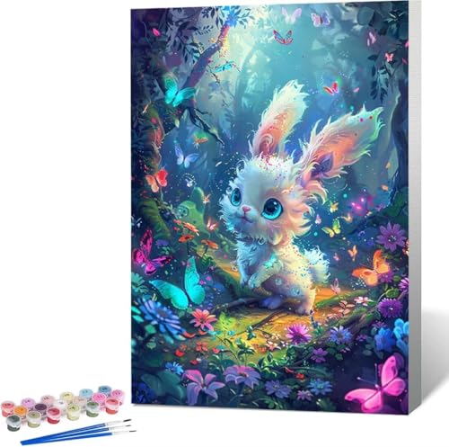 Tier Malen Nach Zahlen Blume Malen Nach Zahlen Erwachsene Rahmenlos Paint by Numbers Kit, DIY Malen Nach Zahlen Kinder mit Pinseln und Acrylfarben Painting, Geschenke und Heimdekoration 30x40 cm 5-1 von Zgcoyeo