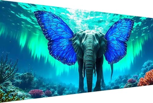 Tier Malen Nach Zahlen Elefant Malen Nach Zahlen Erwachsene Gerahmt Paint by Numbers, mit Pinseln und Acrylfarben Leinwand Art Kits Paint by Numbers Adult Geschenke und Home Haus Deko 100x200cm -75h5 von Zgcoyeo