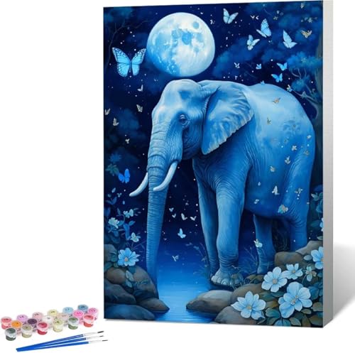 Tier Malen Nach Zahlen Elefant Malen Nach Zahlen Erwachsene Rahmenlos Paint by Numbers Kit, DIY Malen Nach Zahlen Kinder mit Pinseln und Acrylfarben, für Geschenke und Heimdekoration 100x135 cm 0-P von Zgcoyeo