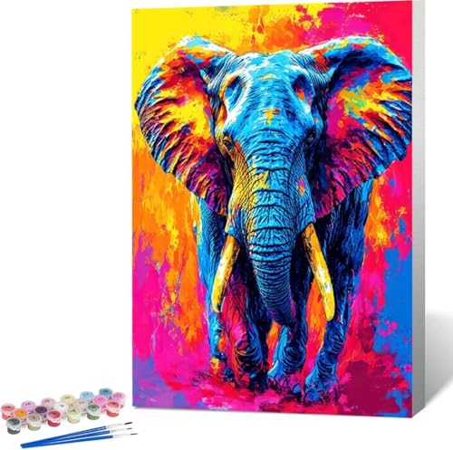 Tier Malen Nach Zahlen Elefant Malen Nach Zahlen Erwachsene Rahmenlos Paint by Numbers Kit, DIY Malen Nach Zahlen Kinder mit Pinseln und Acrylfarben, für Geschenke und Heimdekoration 100x135 cm B-8 von Zgcoyeo