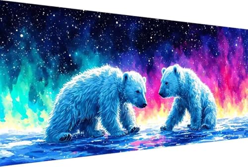 Tier Malen Nach Zahlen Erwachsene Gerahmt EisbäR Malen Nach Zahlen Klein 40x80cm Paint by Numbers Adult mit Acrylfarben Set und 4 Pinsel Ölgemälde Leinwand Bastelset Geschenke und Heimdekoration -49h1 von Zgcoyeo