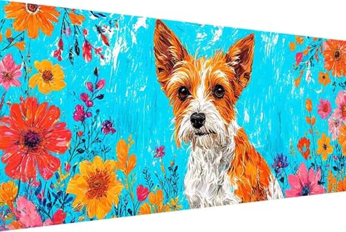 Tier Malen Nach Zahlen Erwachsene Gerahmt Hund Malen Nach Zahlen Klein 30x60cm Paint by Numbers Adult mit Acrylfarben Set und 4 Pinsel Ölgemälde Leinwand Bastelset Geschenke und Heimdekoration -71y1 von Zgcoyeo