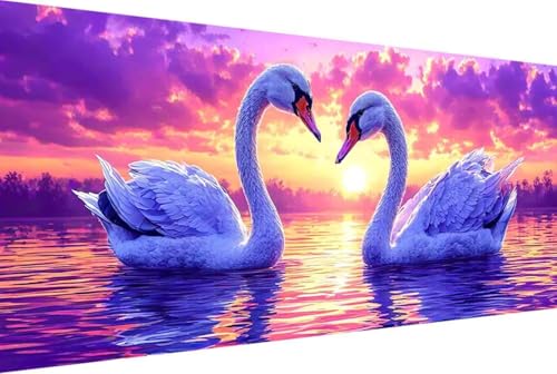 Tier Malen Nach Zahlen Erwachsene Gerahmt Schwan Malen Nach Zahlen XXL 80x160cm Paint by Numbers Adult mit Acrylfarben Set und 4 Pinsel Ölgemälde Leinwand Bastelset Geschenke und Heimdekoration -3859 von Zgcoyeo