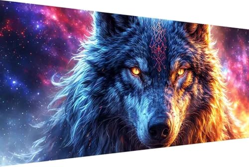 Tier Malen Nach Zahlen Erwachsene Gerahmt Wolf Malen Nach Zahlen XXL 100x200cm Paint by Numbers Adult mit Acrylfarben Set und 4 Pinsel Ölgemälde Leinwand Bastelset Geschenke und Heimdekoration -4rL von Zgcoyeo