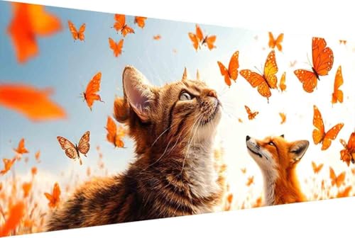 Tier Malen Nach Zahlen Erwachsene Rahmenlos Katze Malen Nach Zahlen Klein 30x60cm Paint by Numbers Adult mit Acrylfarben Set und 4 Pinsel Ölgemälde Leinwand Bastelset Heimdekoration Geschenke -25h4 von Zgcoyeo