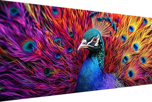 Tier Malen Nach Zahlen Erwachsene Rahmenlos Pfau Malen Nach Zahlen Klein 30x60cm Paint by Numbers Adult mit Acrylfarben Set und 4 Pinsel Ölgemälde Leinwand Bastelset Geschenke und Heimdekoration -7254 von Zgcoyeo