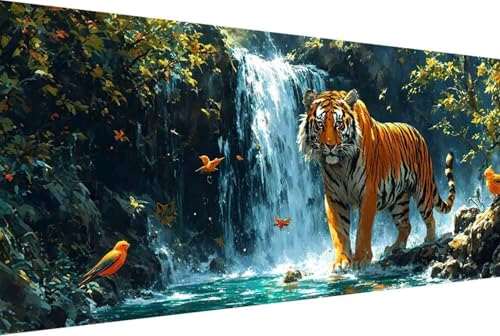 Tier Malen Nach Zahlen Erwachsene Rahmenlos Tiger Malen Nach Zahlen Klein 30x60cm Paint by Numbers Adult mit Acrylfarben Set und 4 Pinsel Ölgemälde Leinwand Bastelset Heimdekoration Geschenke -38h8 von Zgcoyeo