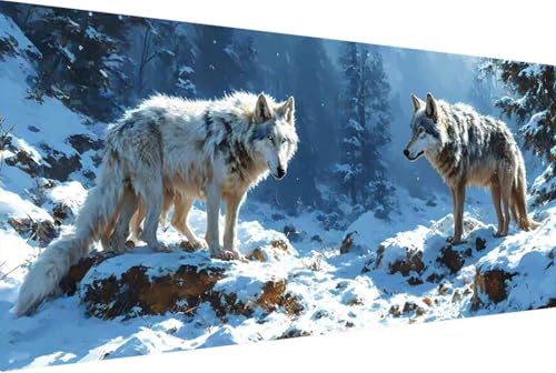 Tier Malen Nach Zahlen Erwachsene Rahmenlos Wolf Malen Nach Zahlen XXL 100x200cm Paint by Numbers Adult mit Acrylfarben Set und 4 Pinsel Ölgemälde Leinwand Bastelset Geschenke und Heimdekoration -27rK von Zgcoyeo