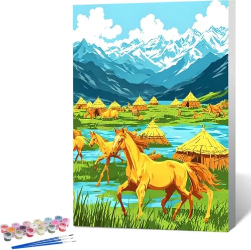 Tier Malen Nach Zahlen Landschaft Malen Nach Zahlen Erwachsene Rahmenlos Paint by Numbers Kit, DIY Malen Nach Zahlen Kinder mit Pinseln und Acrylfarben, für Geschenke und Heimdekoration 100x135 cm V-P von Zgcoyeo