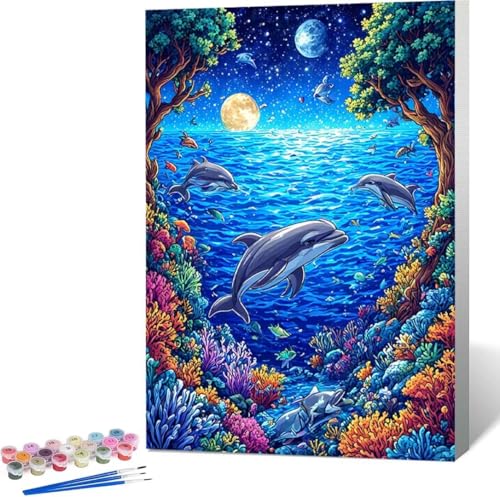 Tier Malen Nach Zahlen Landschaft Malen Nach Zahlen Erwachsene Rahmenlos Paint by Numbers Kit, DIY Malen Nach Zahlen Kinder mit Pinseln und Acrylfarben, für Geschenke und Heimdekoration 70x95 cm 8-G von Zgcoyeo