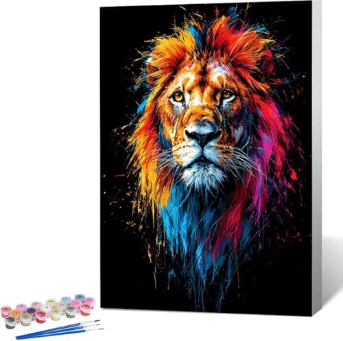 Tier Malen Nach Zahlen LöWe Malen Nach Zahlen Erwachsene Rahmenlos Paint by Numbers Kit, DIY Malen Nach Zahlen Kinder mit Pinseln und Acrylfarben, für Geschenke und Heimdekoration 100x135 cm 4-0 von Zgcoyeo