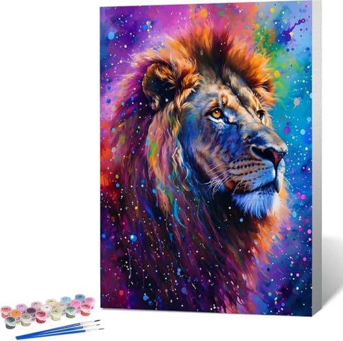 Tier Malen Nach Zahlen LöWe Malen Nach Zahlen Erwachsene Rahmenlos Paint by Numbers Kit, DIY Malen Nach Zahlen Kinder mit Pinseln und Acrylfarben Painting, Geschenke und Heimdekoration 30x40 cm 8-I von Zgcoyeo