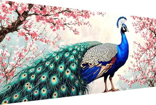 Tier Malen Nach Zahlen Pfau Malen Nach Zahlen Erwachsene Rahmenlos Paint by Numbers, mit Pinseln und Acrylfarben Leinwand Art Kits Paint by Numbers Adult für Geschenke und Home Haus Deko 30x60cm -34h6 von Zgcoyeo