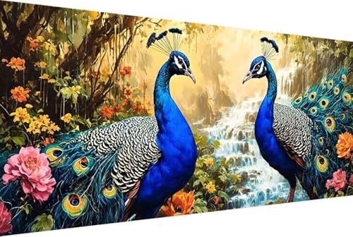 Tier Malen Nach Zahlen Pfau Malen Nach Zahlen Erwachsene Rahmenlos Paint by Numbers, mit Pinseln und Acrylfarben Leinwand Art Kits Paint by Numbers Adult für Geschenke und Home Haus Deko 30x60cm -29kZ von Zgcoyeo