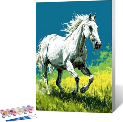 Tier Malen Nach Zahlen Pferd Malen Nach Zahlen Erwachsene Rahmenlos Paint by Numbers Kit, DIY Malen Nach Zahlen Kinder mit Pinseln und Acrylfarben, für Geschenke und Heimdekoration 100x135 cm 2-B von Zgcoyeo