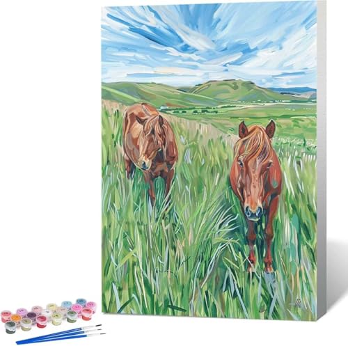 Tier Malen Nach Zahlen Pferd Malen Nach Zahlen Erwachsene Rahmenlos Paint by Numbers Kit, DIY Malen Nach Zahlen Kinder mit Pinseln und Acrylfarben, für Geschenke und Heimdekoration 100x135 cm T-6 von Zgcoyeo