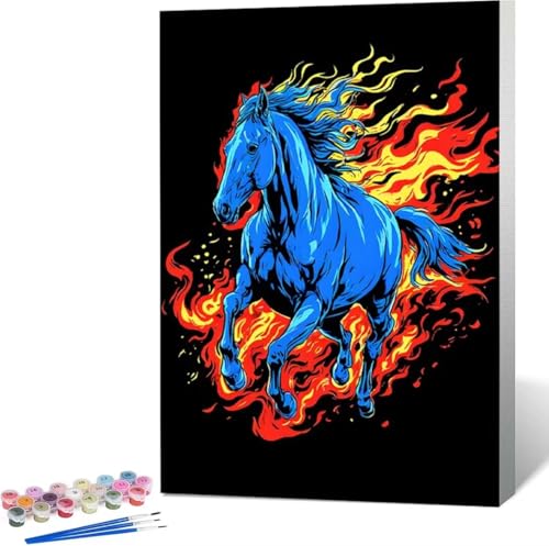 Tier Malen Nach Zahlen Pferd Malen Nach Zahlen Erwachsene Rahmenlos Paint by Numbers Kit, DIY Malen Nach Zahlen Kinder mit Pinseln und Acrylfarben Painting, Geschenke und Heimdekoration 30x40 cm 0-9 von Zgcoyeo