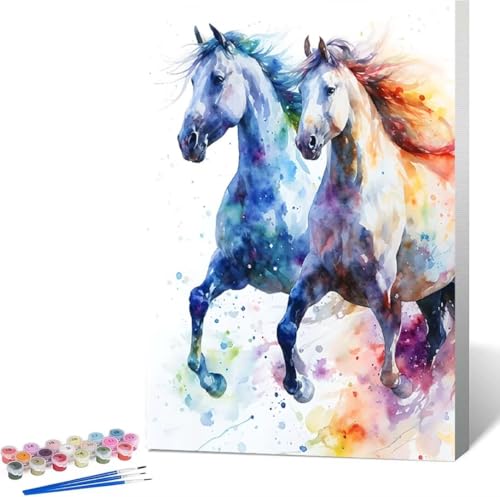 Tier Malen Nach Zahlen Pferd Malen Nach Zahlen Erwachsene Rahmenlos Paint by Numbers Kit, DIY Malen Nach Zahlen Kinder mit Pinseln und Acrylfarben Painting, Geschenke und Heimdekoration 30x40 cm 6-9 von Zgcoyeo